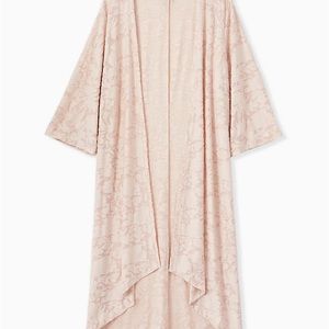 LIGHT PINK HACCI BURNOUT HI-LO KIMONO